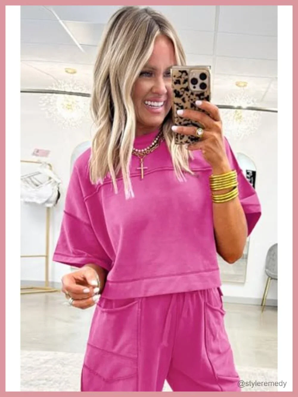 2 Piece Lounge Set Drop Shoulder Boxy Tee Barrel Pants Sweatsuit Pockets